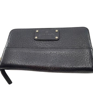 Kate Spade Zip Around Black Pebbled Leather Wallet